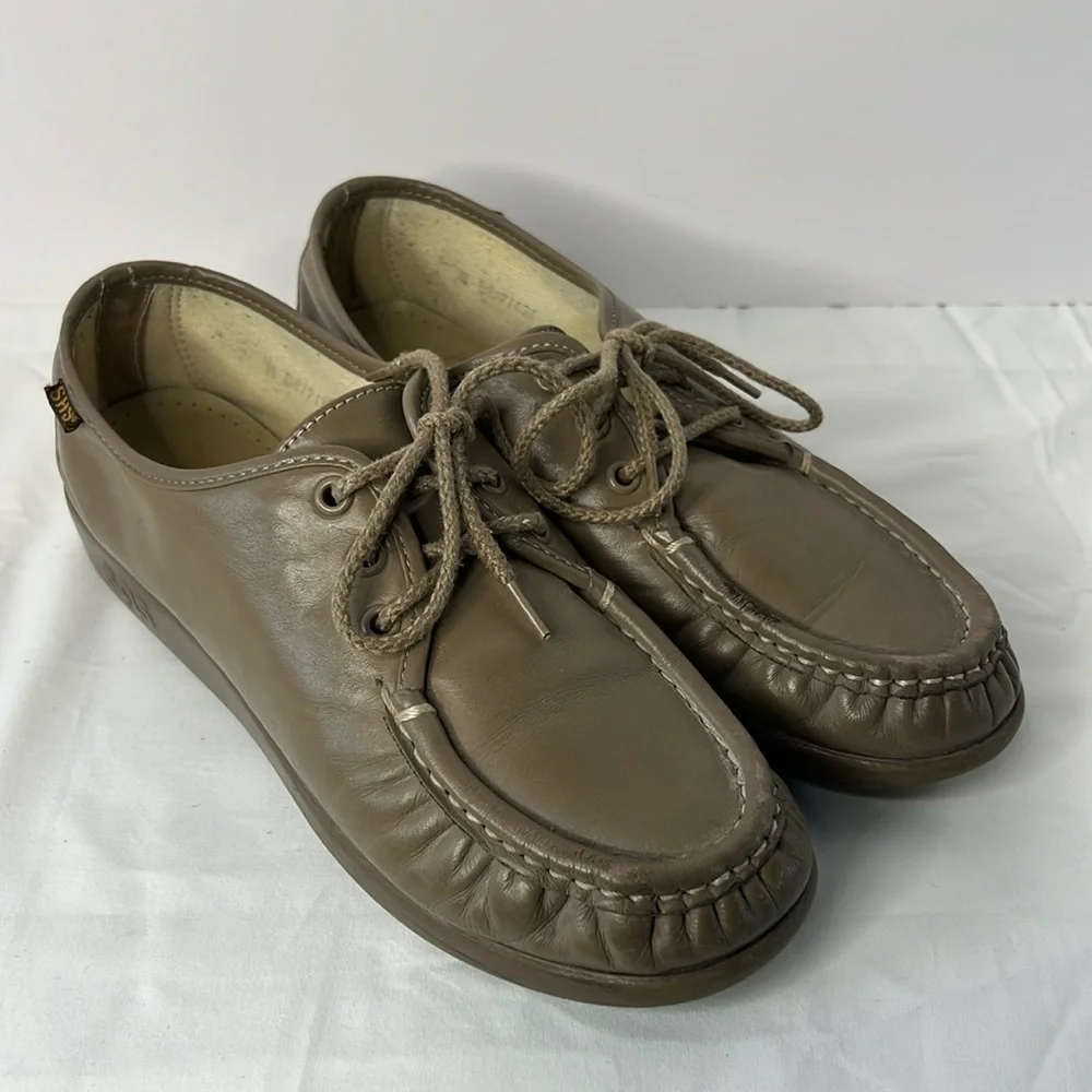SAS Brown Leather Lace-Up Loafers Size 7